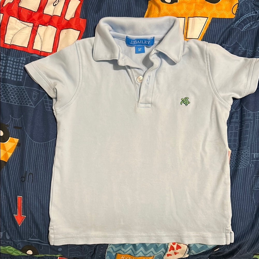 Light Blue Polo Shirt with Short Sleeves 3T